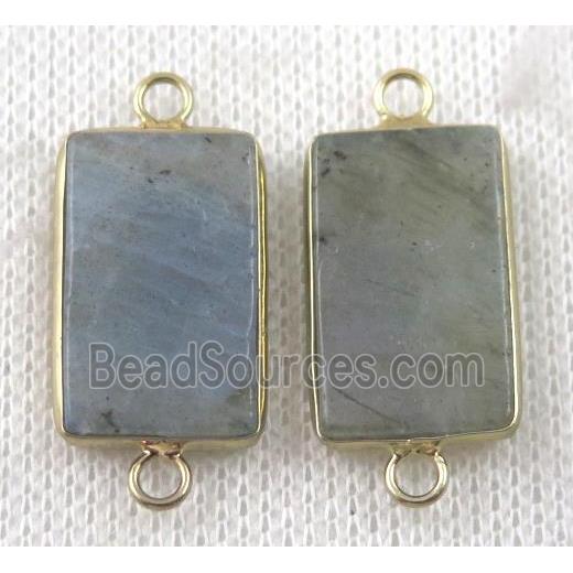 Labradorite rectangle connector, gold plated