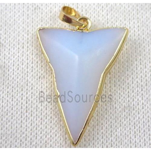 white opalite dart pendant, gold plated