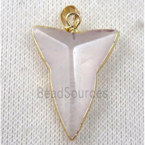 clear quartz pendant, dart, gold plated