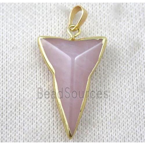 Rose Quartz dart pendant, gold plated