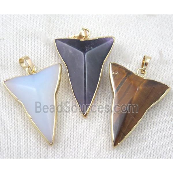 mixed gemstone pendant, dart, gold plated