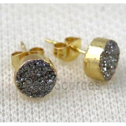 silver druzy agate earring studs