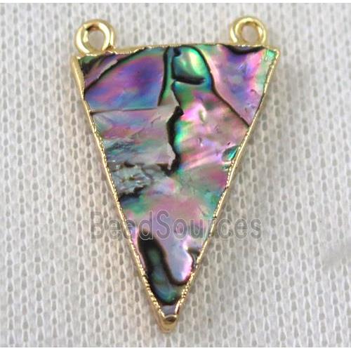 paua abalone shell pendant, triangle, gold plated