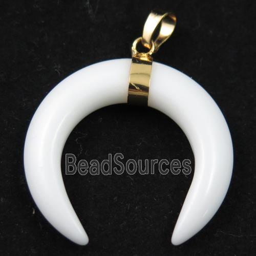 white resin crescent horn pendant