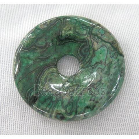 green picture jasper donut pendant