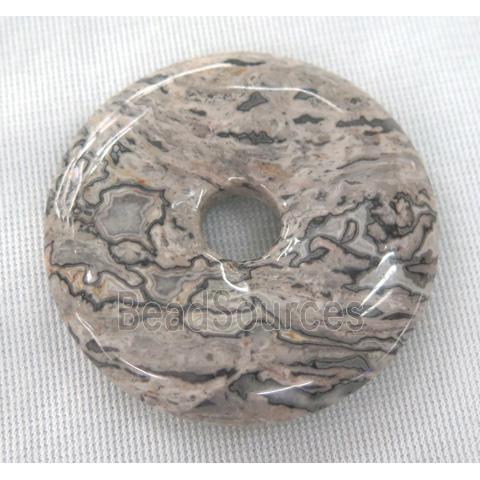 gray picture jasper donut pendant