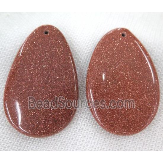 gold SandStone pendant, teardrop