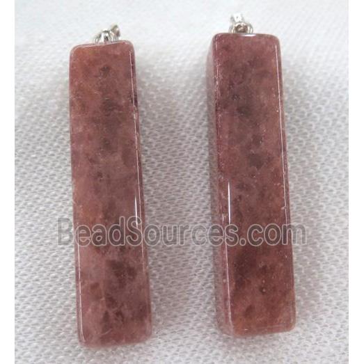 strawberry quartz pendant, column