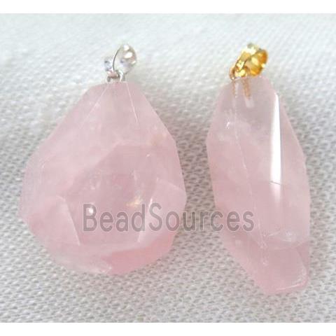 rose quartz pendant, freeform