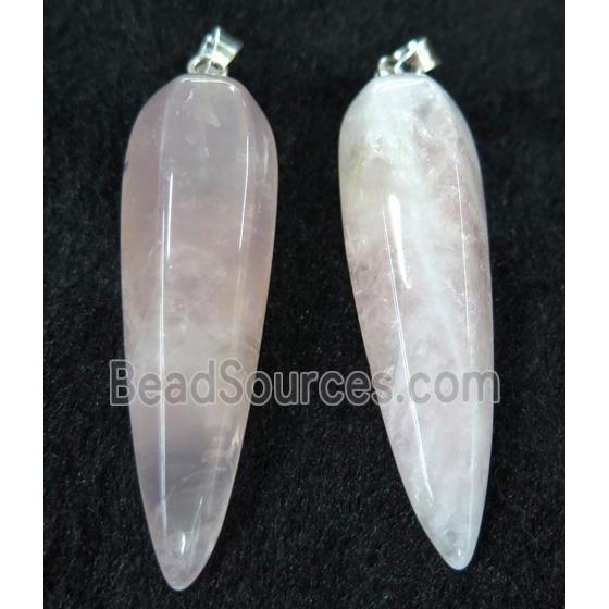 rose quartz pendulum pendant, pink