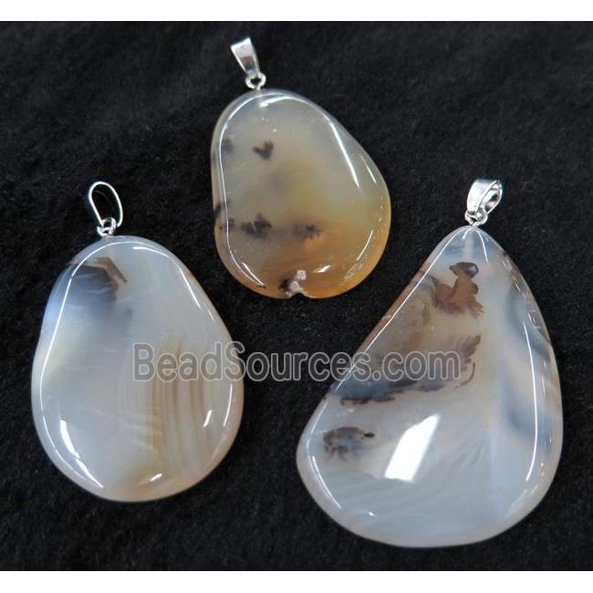 Heihua Agate slice pendant, freeform