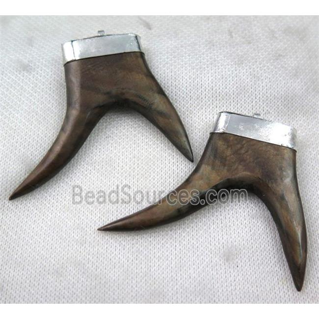 brown bone pendant, beer horn