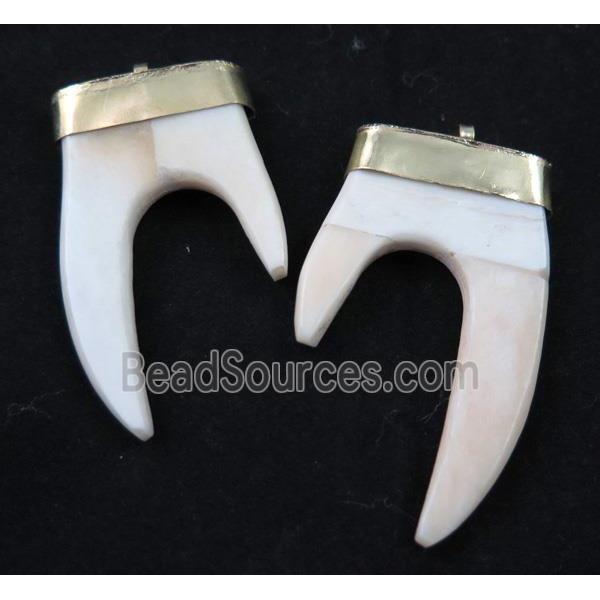 white bone tusk pendant, tiger tooth