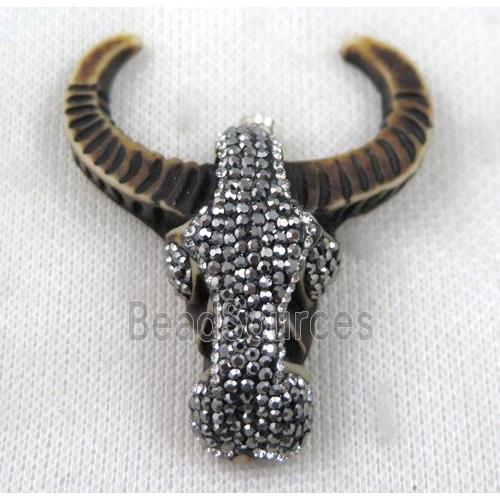 resin Bullhead pendant paved rhinestone