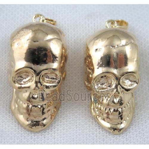 resin skull pendant, gold plated