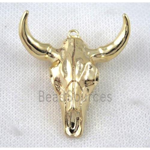 resin Bullhead pendant, gold plated