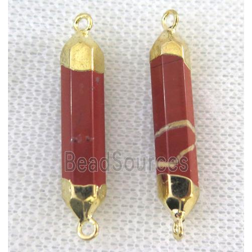 Red Jasper Bullet Connector, gold plated