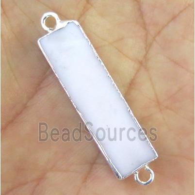 white Porcelain connector, rectangle, silver plated