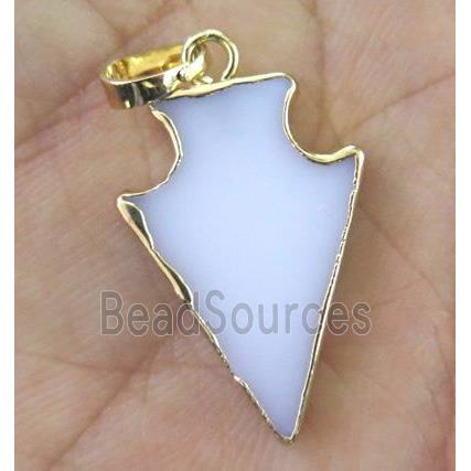 white Porcelain arrowhead pendant, gold plated