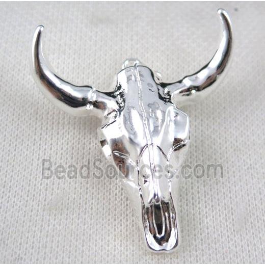 Resin BullHead Pendant, silver plated