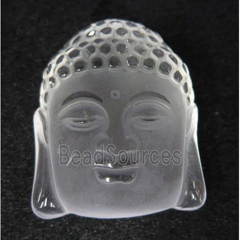 white crystal quartz buddha pendant, frosted