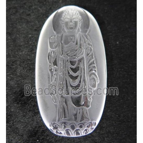 white crystal quartz buddha pendant, frosted