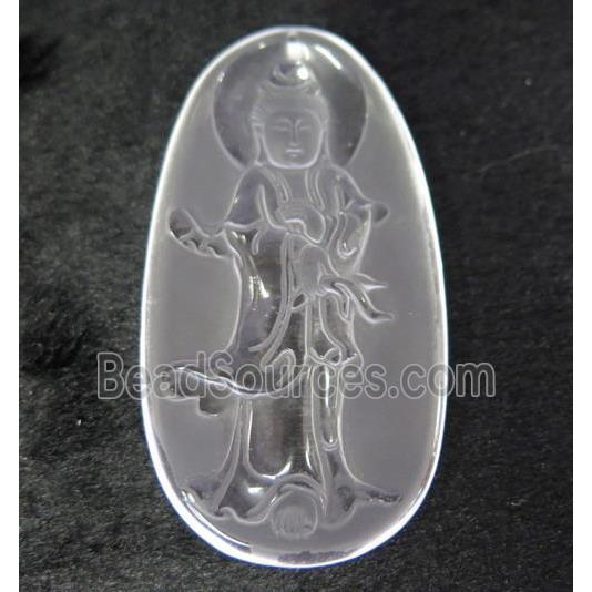 white crystal quartz buddha pendant, frosted