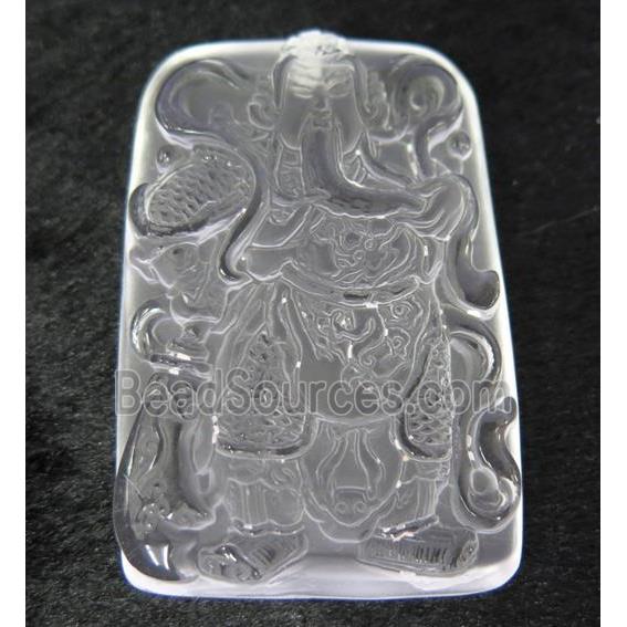 white crystal quartz buddha pendant, frosted