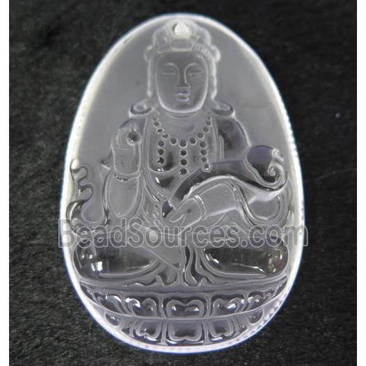 white crystal quartz buddha pendant, frosted