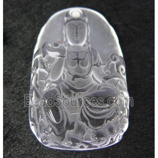 white crystal quartz buddha pendant, frosted