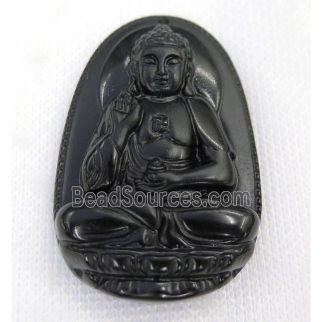 black Obsidian buddha pendant