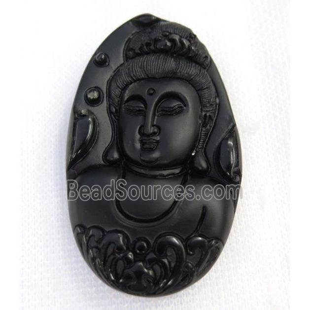 black Obsidian buddha pendant