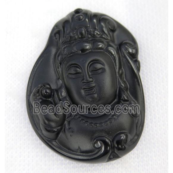 black Obsidian buddha pendant