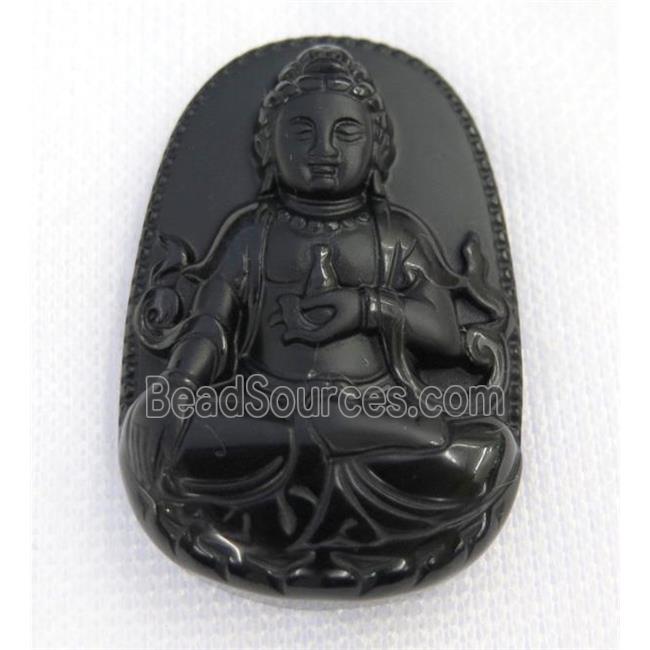 black Obsidian buddha pendant