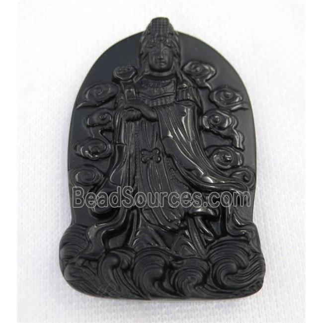 black Obsidian buddha pendant