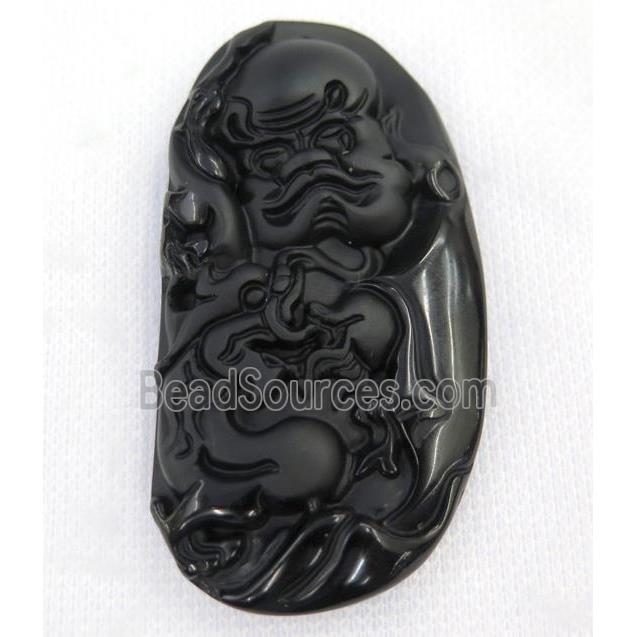 black Obsidian buddha pendant