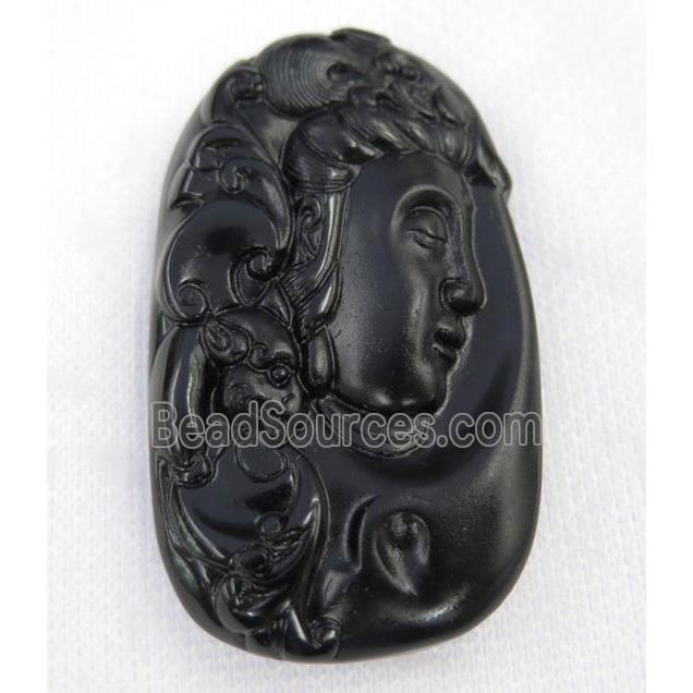 black Obsidian buddha pendant