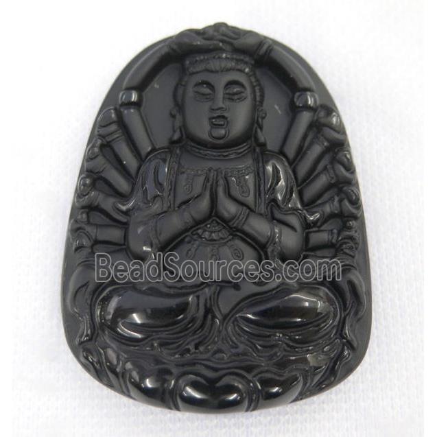 black Obsidian buddha pendant