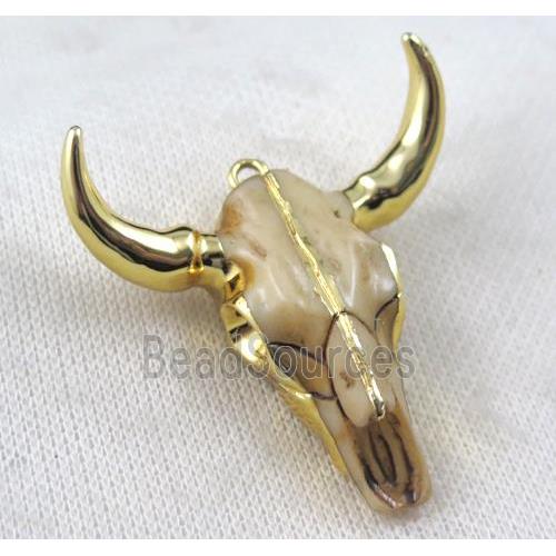 resin pendant, BullHead, gold plated