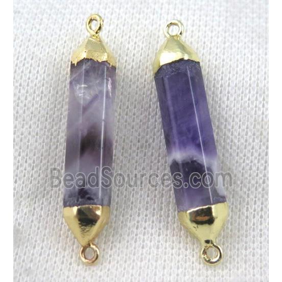 Amethyst bullet connector, purple, gold plated