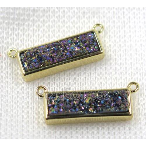 rainbow Quartz Druzy pendant with 2loops, rectangle