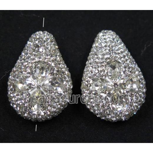 crystal glass beads pave rhinestone, teardrop