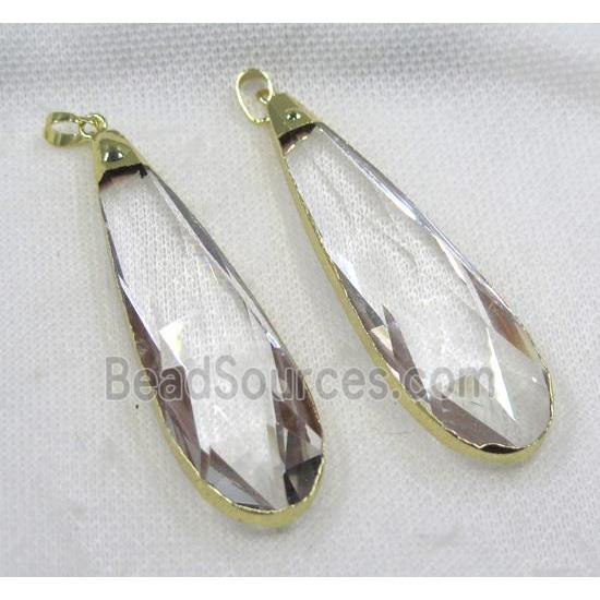 glass crystal teardrop pendant, gold plated