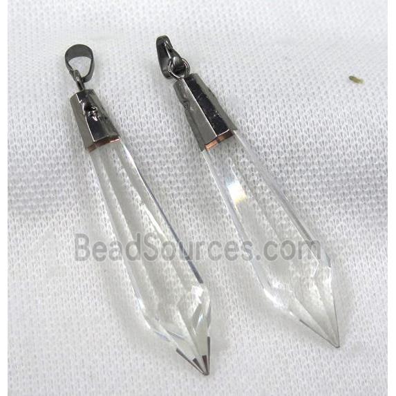 glass crystal bullet pendant, black plated