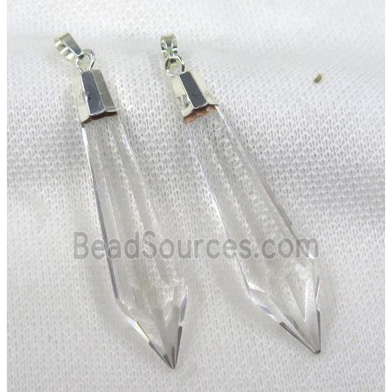 glass crystal bullet pendant, black plated