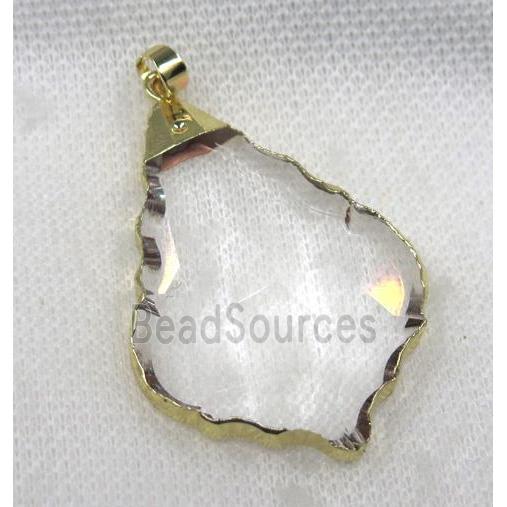 glass crystal teardrop pendant, gold plated