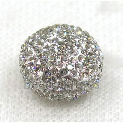 resin bead paved white rhinestone, rondelle