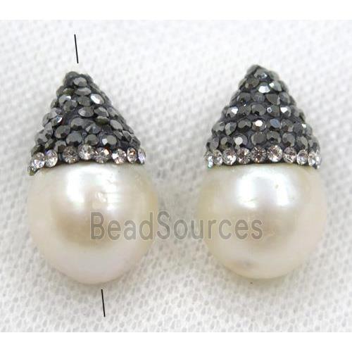 pearl beads paved rhinestone, teardrop