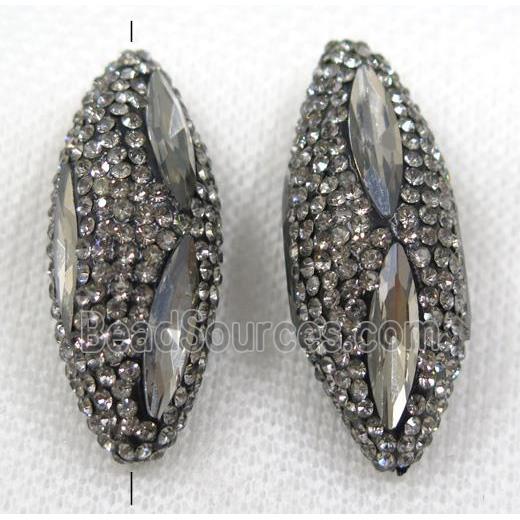 crystal glass bead paved rhinestone, Rice, gray