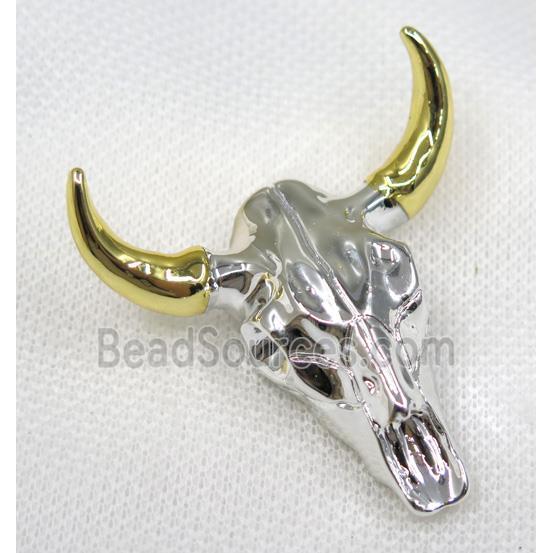 resin BullHead pendant, silver plated